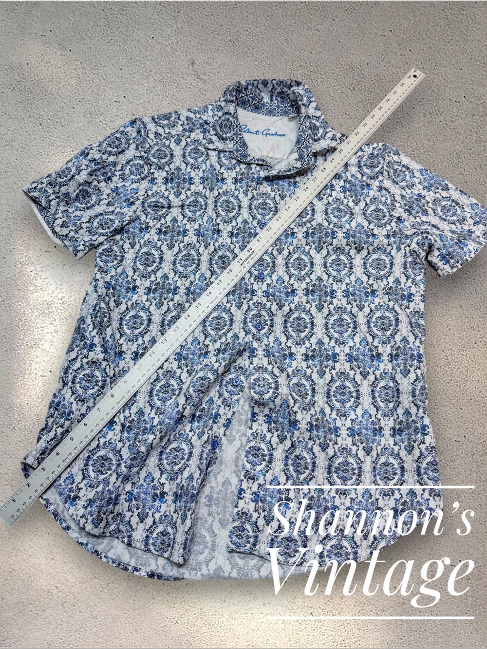 Robert Graham DOUGLAS Mens sz Large Classic Fit Short Sleeve Shirt A11